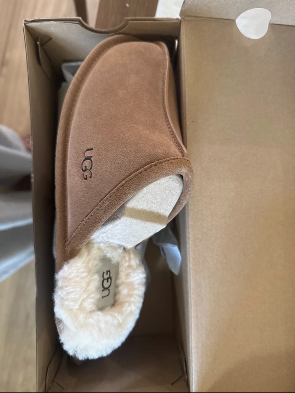 UGG Chestnut Suede Slide Slipper with Shearling - Picture 9 of 9